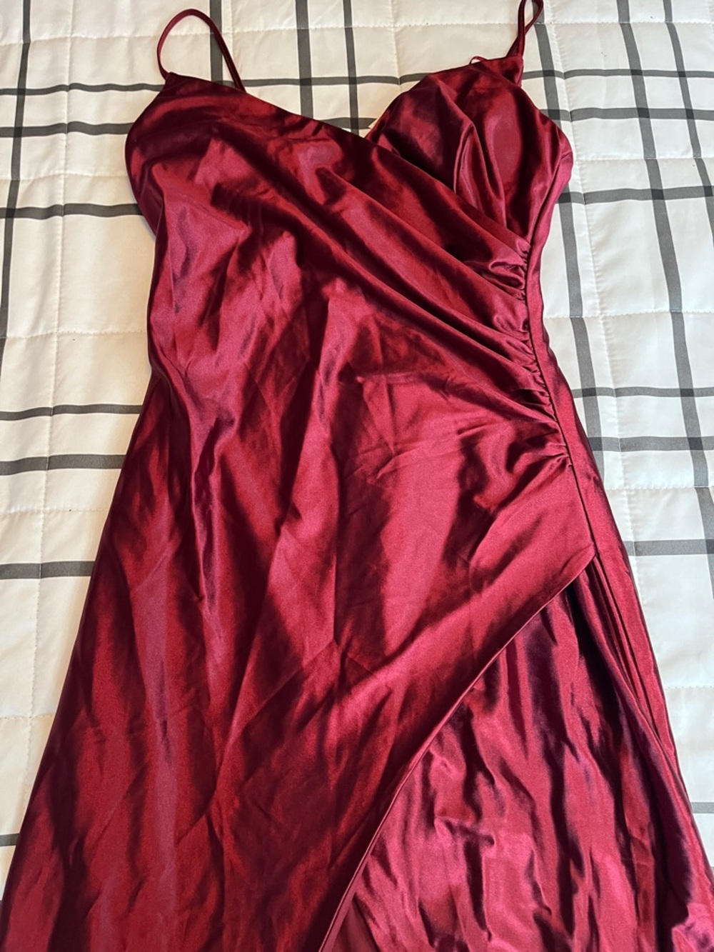 Francesca's Collections Satin Strapless Slip Dress in Burgundy